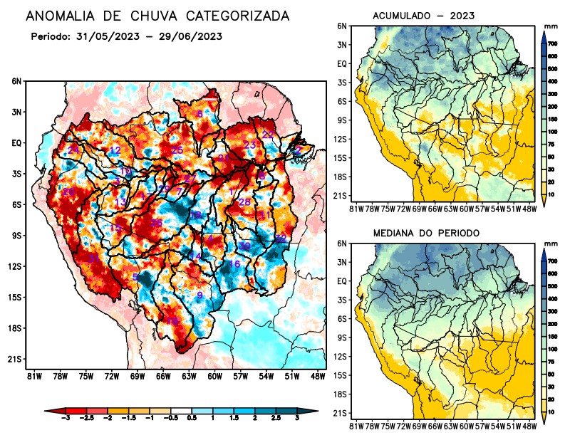 Anomalia de precipitação na Bacia Amazônica