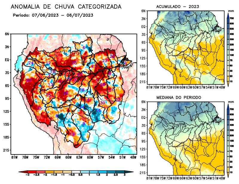 Anomalia de precipitação na Bacia Amazônica
