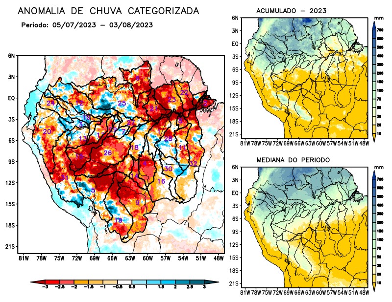Anomalia de precipitação na Bacia Amazônica