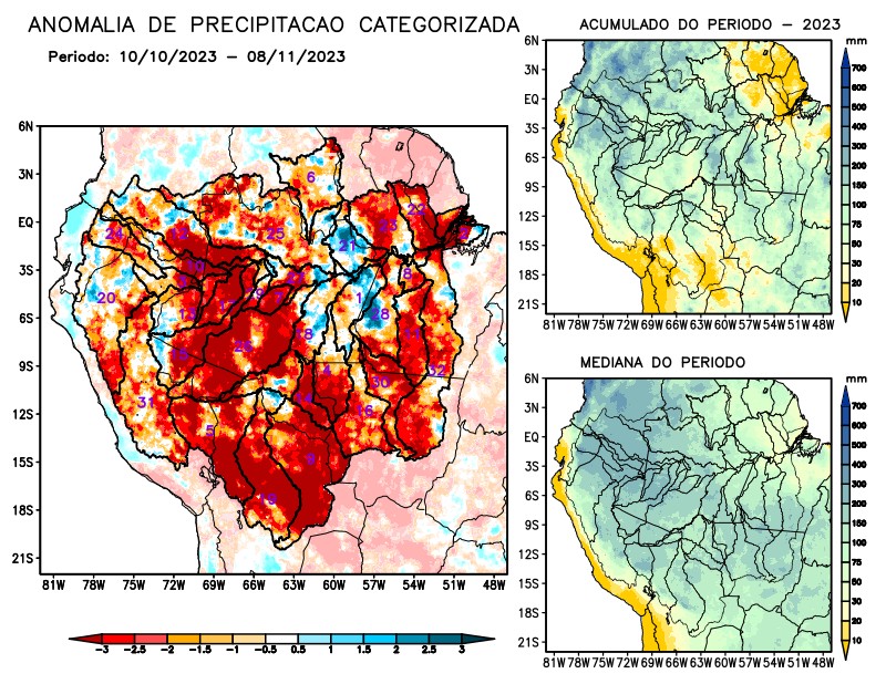 Anomalia de precipitação na Bacia Amazônica