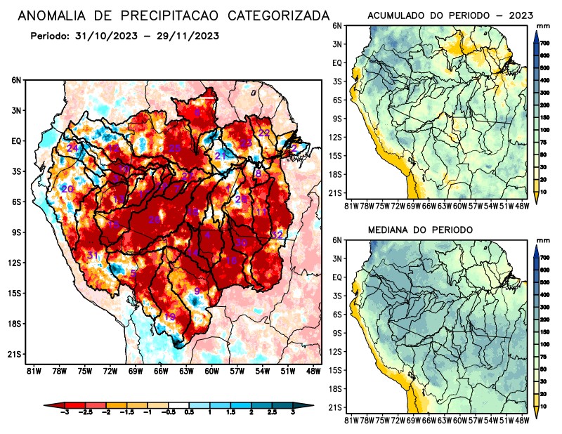 Anomalia de precipitação na Bacia Amazônica