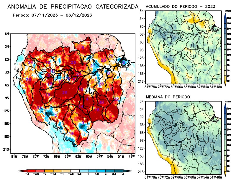 Anomalia de precipitação na Bacia Amazônica