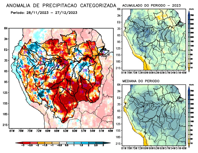 Anomalia de precipitação na Bacia Amazônica