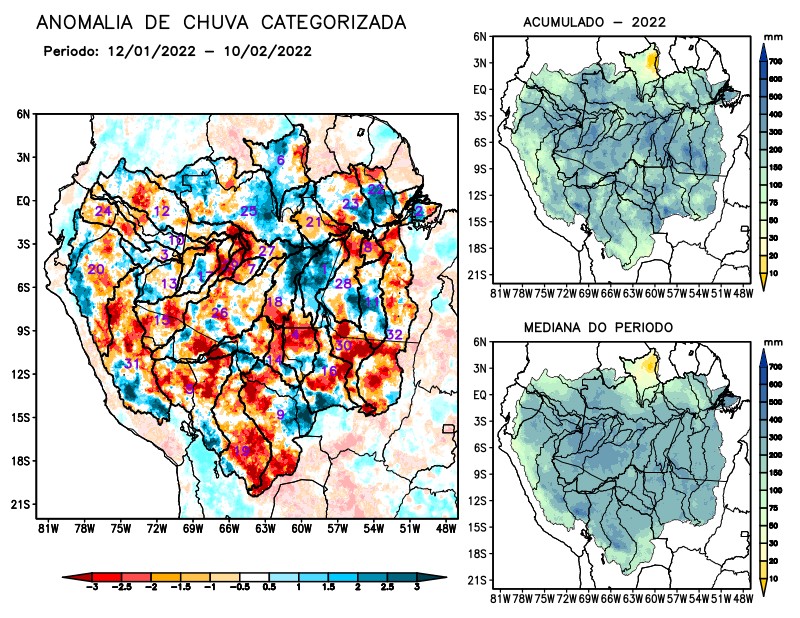 Anomalia de precipitação na Bacia Amazônica