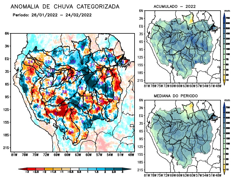 Anomalia de precipitação na Bacia Amazônica