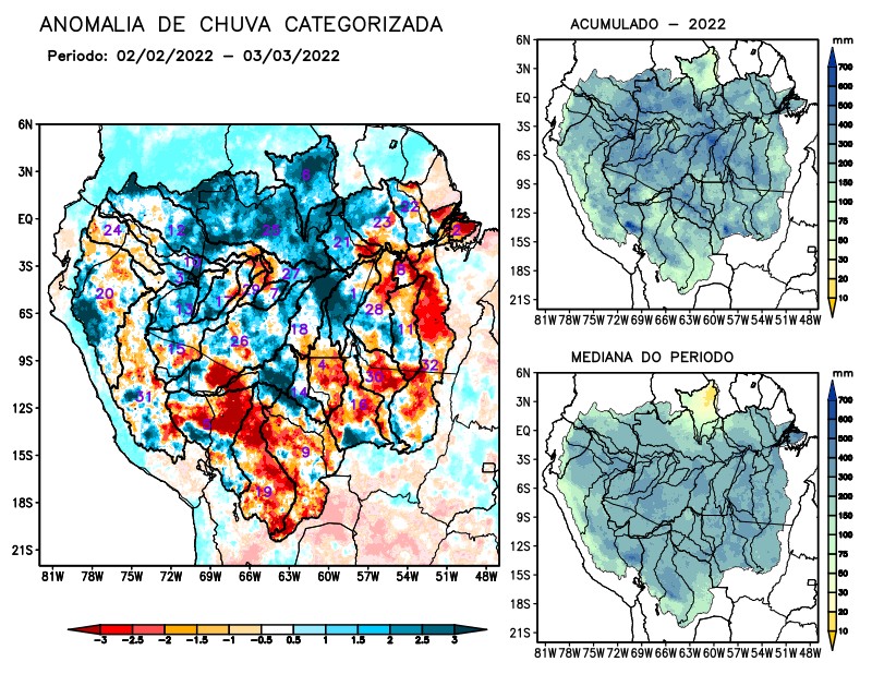 Anomalia de precipitação na Bacia Amazônica
