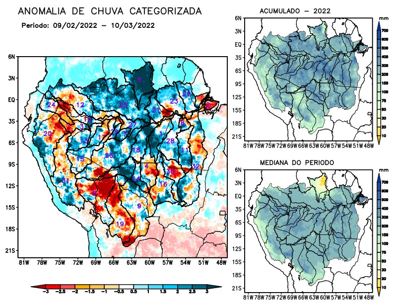 Anomalia de precipitação na Bacia Amazônica