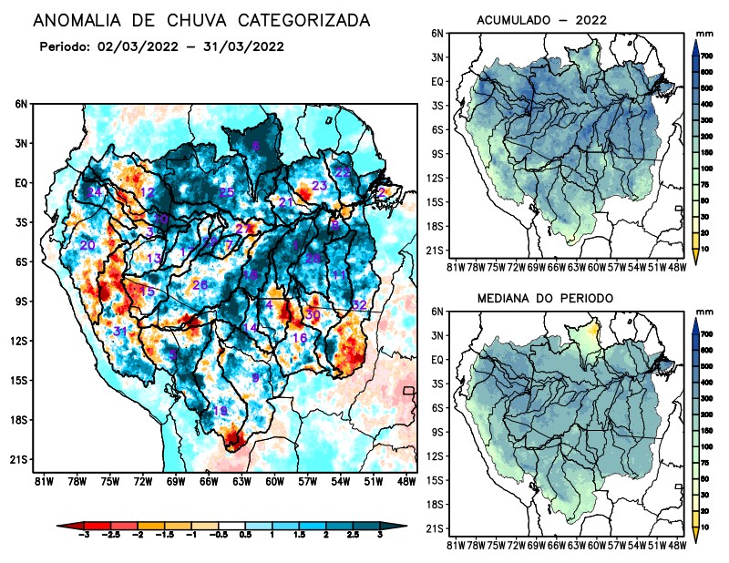 Anomalia de precipitação na Bacia Amazônica