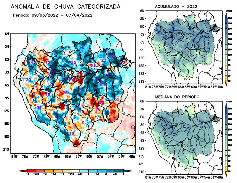 Anomalia de precipitação na Bacia Amazônica
