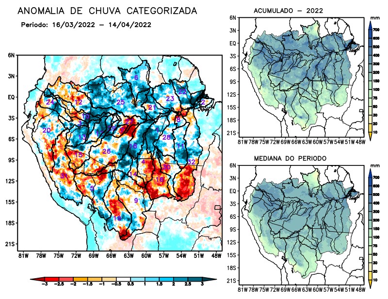 Anomalia de precipitação na Bacia Amazônica