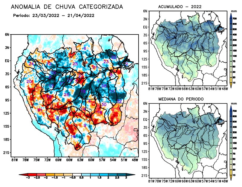 Anomalia de precipitação na Bacia Amazônica