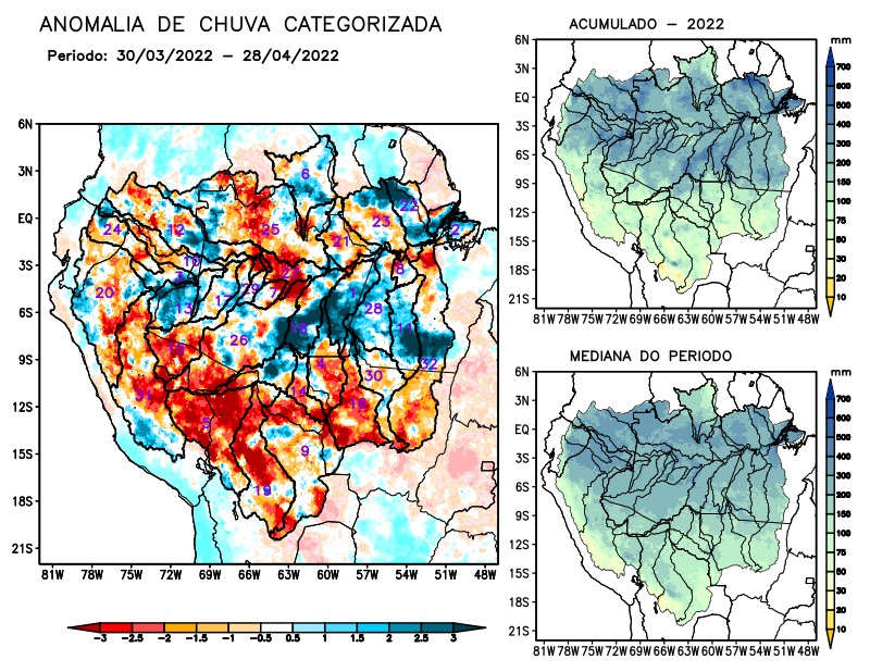 Anomalia de precipitação na Bacia Amazônica