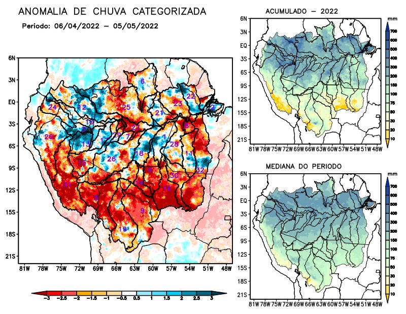 Anomalia de precipitação na Bacia Amazônica