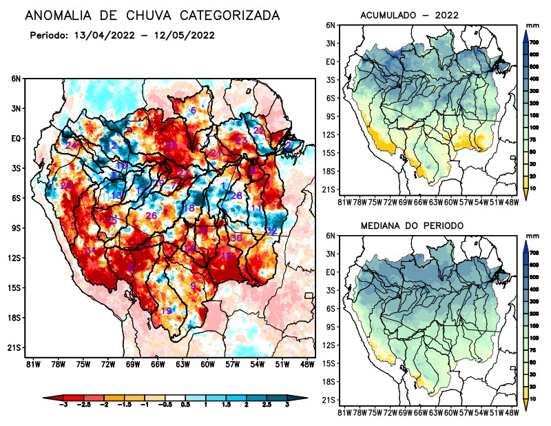Anomalia de precipitação na Bacia Amazônica