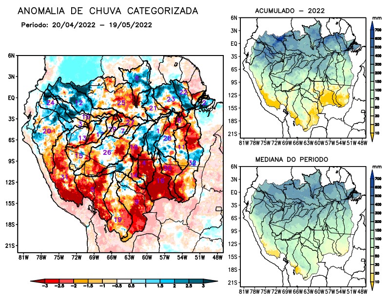 Anomalia de precipitação na Bacia Amazônica