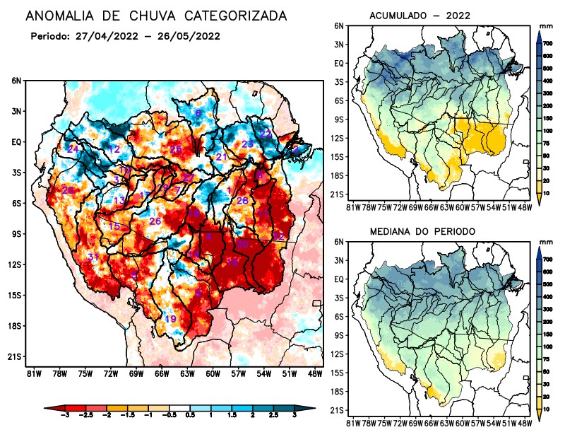 Anomalia de precipitação na Bacia Amazônica