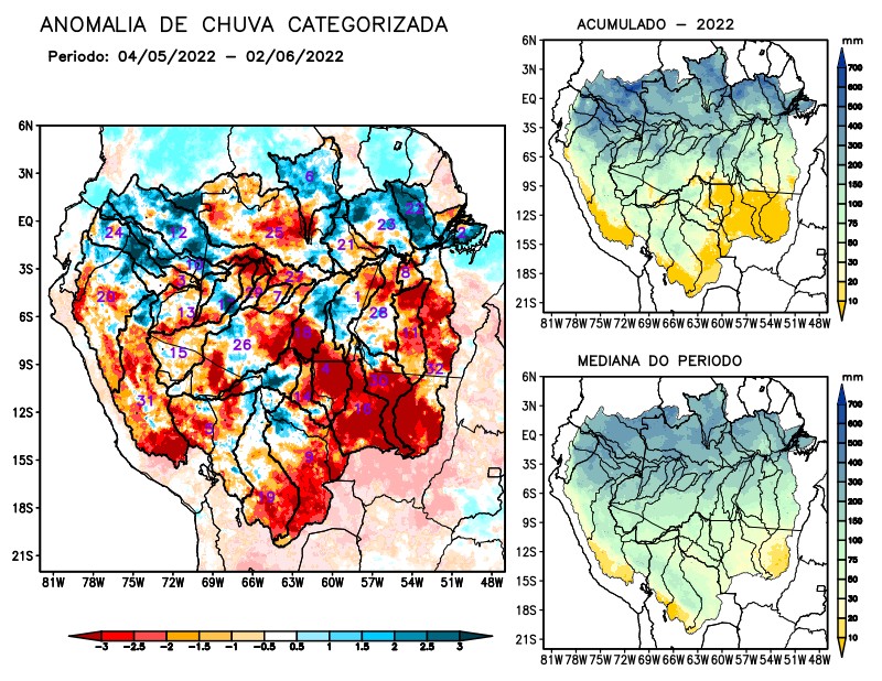 Anomalia de precipitação na Bacia Amazônica