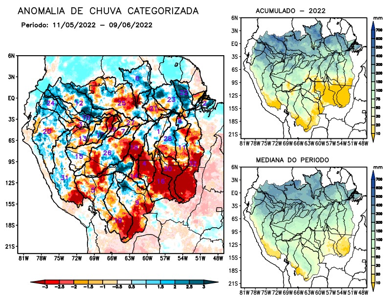 Anomalia de precipitação na Bacia Amazônica