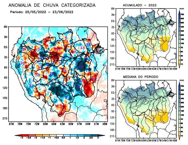 Anomalia de precipitação na Bacia Amazônica
