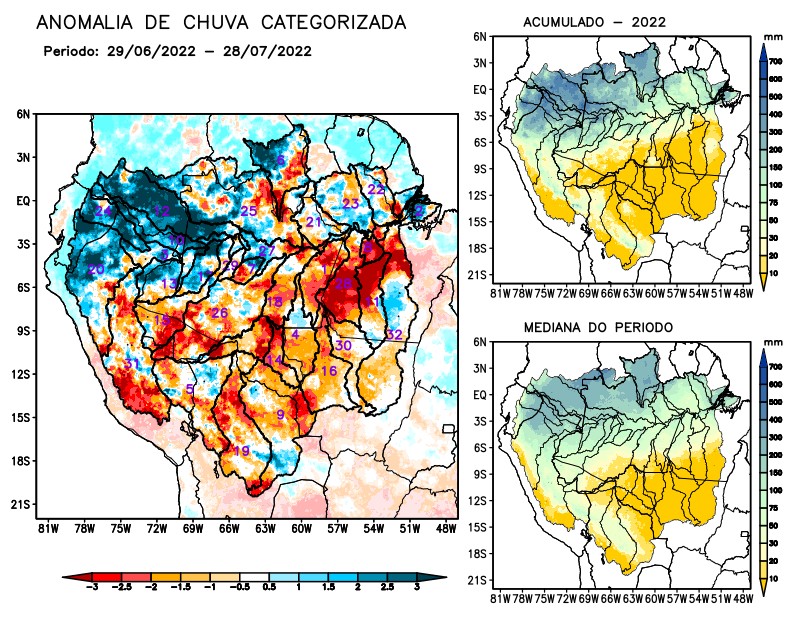 Anomalia de precipitação na Bacia Amazônica