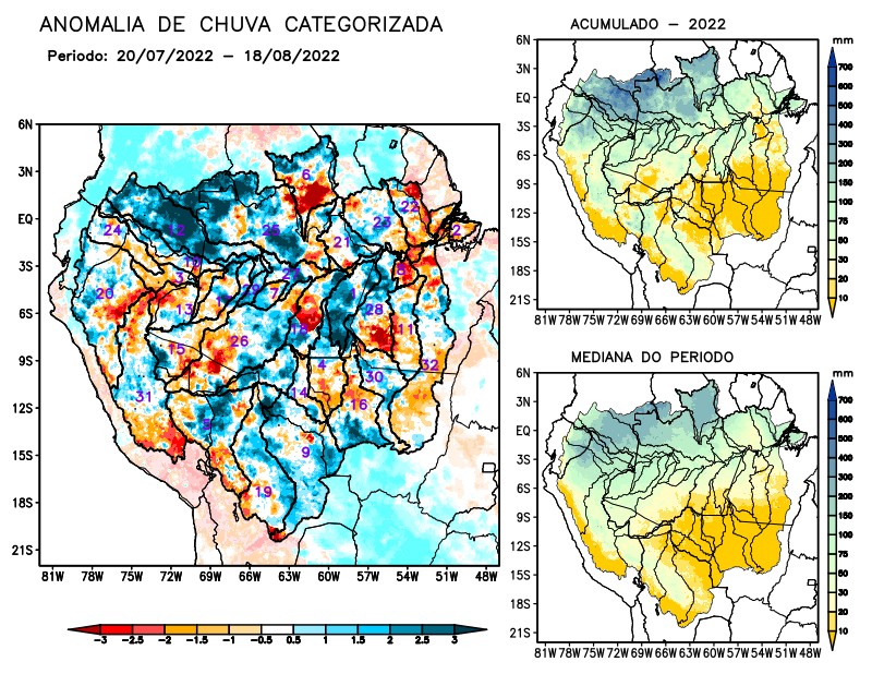 Anomalia de precipitação na Bacia Amazônica