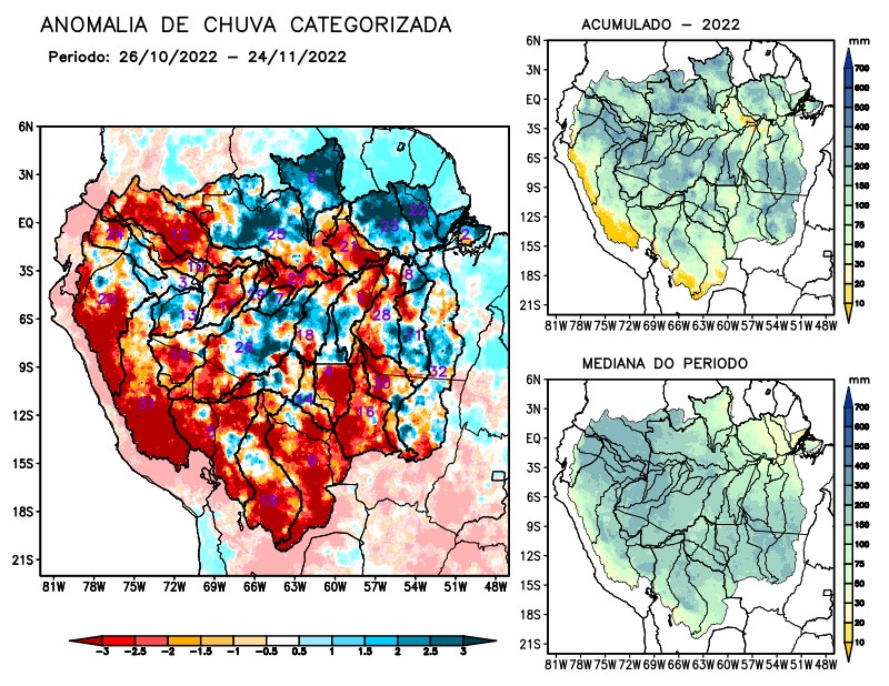 Anomalia de precipitação na Bacia Amazônica