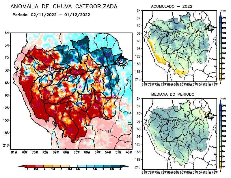 Anomalia de precipitação na Bacia Amazônica