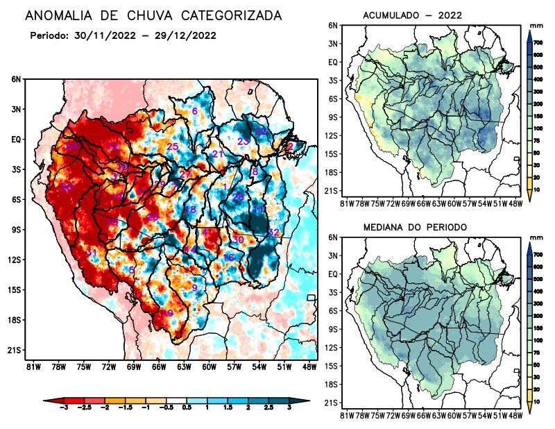 Anomalia de precipitação na Bacia Amazônica