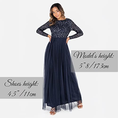 Vue 2 de Taupe Blush Embellished Long