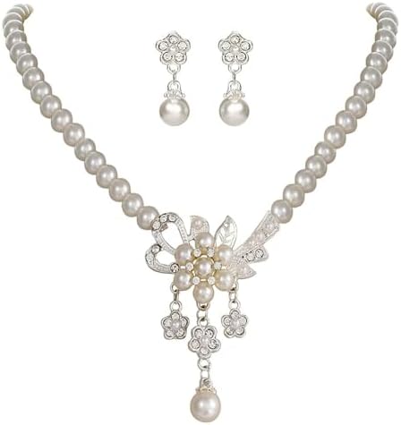Vue 2 de Mariage Fleur Collier Ensemble