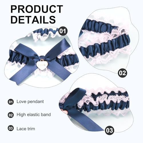 Vue 3 de Jarretiere De Mariage Bleu