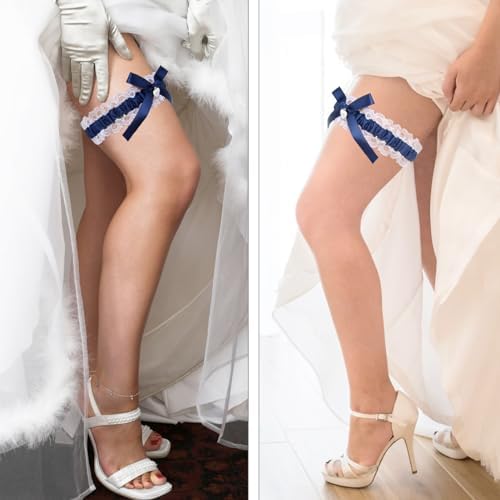 Vue 4 de Jarretiere De Mariage Bleu