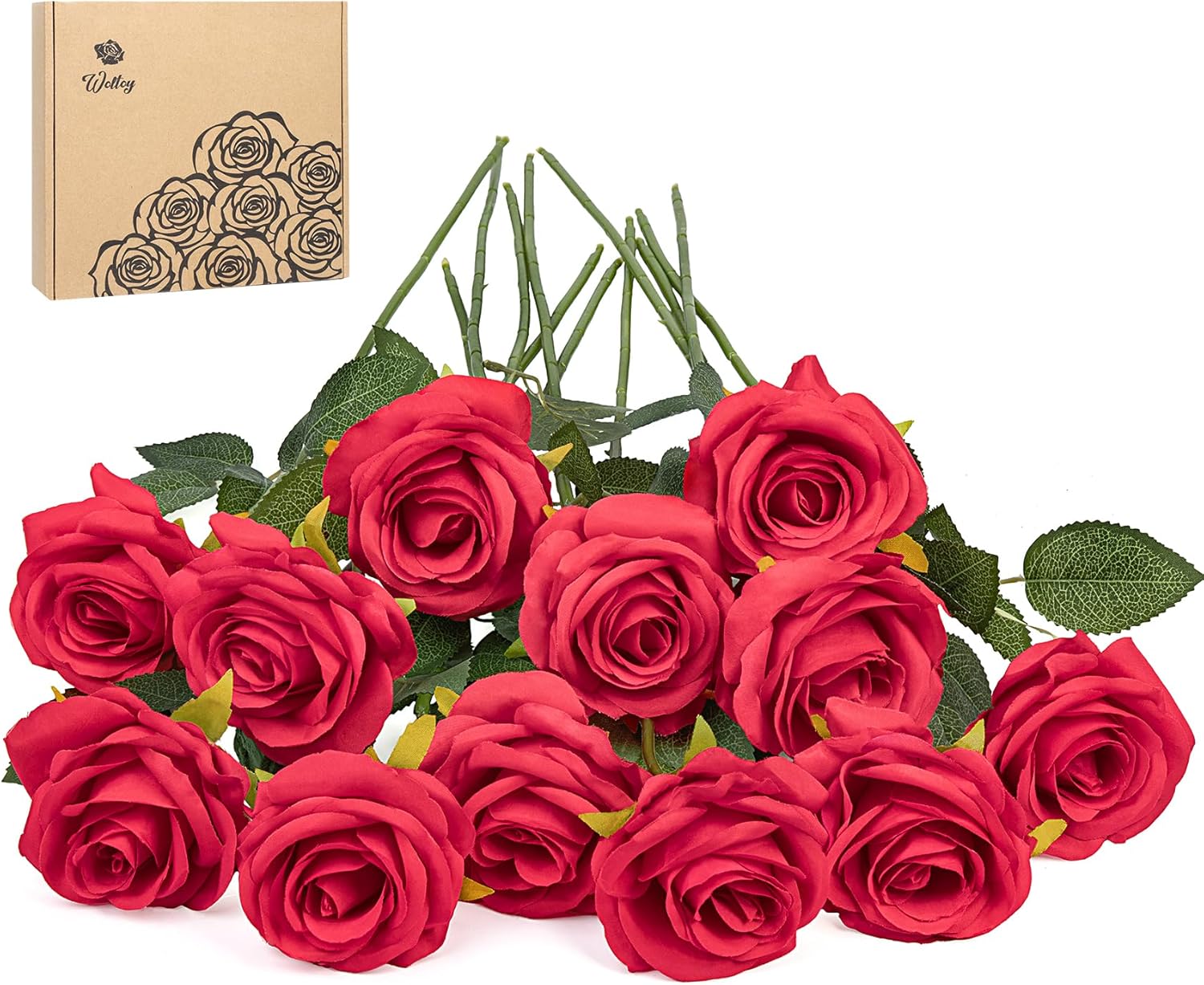 Pieces Roses Artificielles Rouges