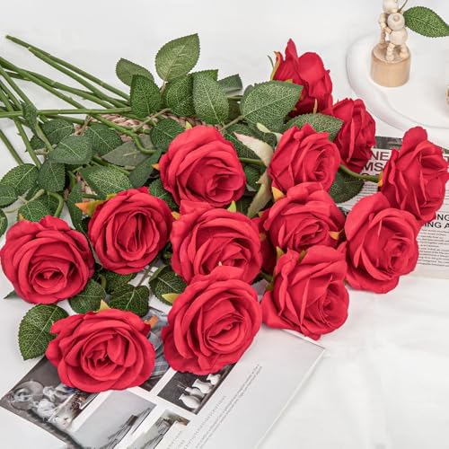 Vue 3 de Pieces Roses Artificielles Rouges