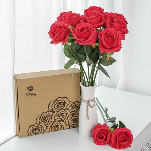 Vue 4 de Pieces Roses Artificielles Rouges