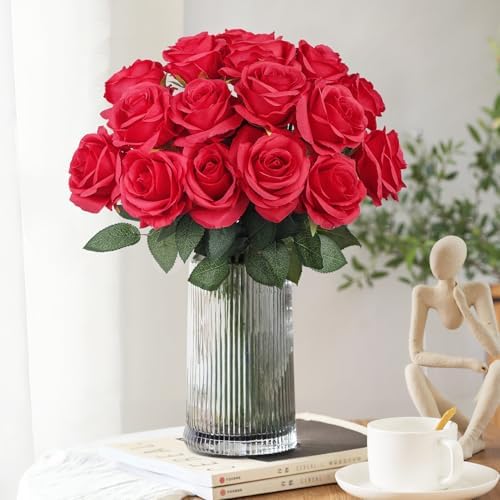 Vue 5 de Pieces Roses Artificielles Rouges