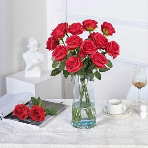 Vue 6 de Pieces Roses Artificielles Rouges