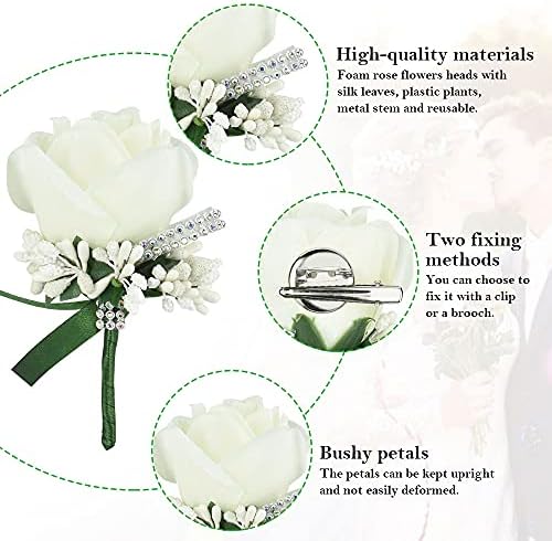 Vue 3 de Pcs Boutonniere Mariage Homme
