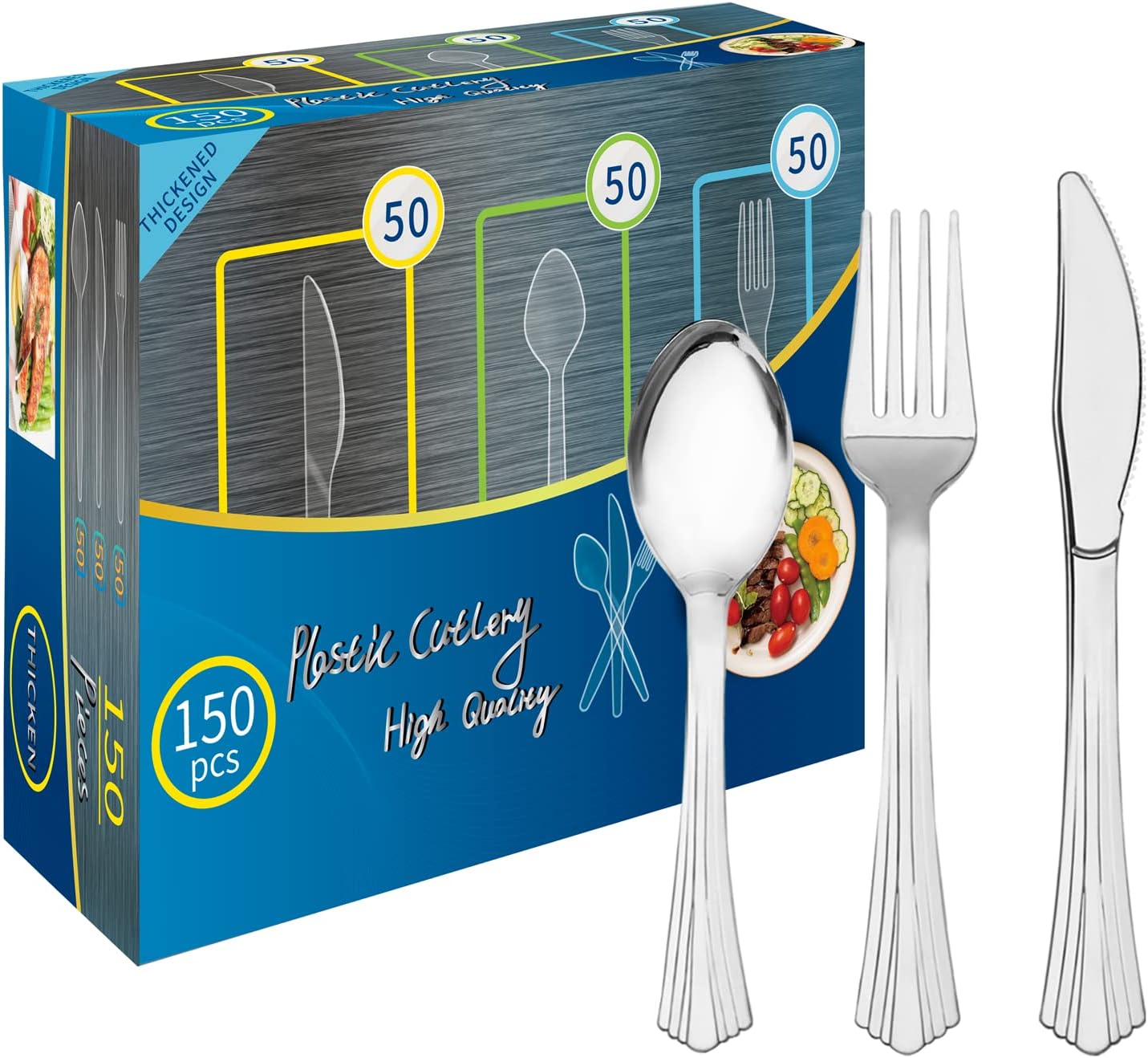 Couverts En Plastique Argente