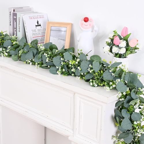 Vue 3 de Guirlande Fleurs Artificielles Eucalyptus