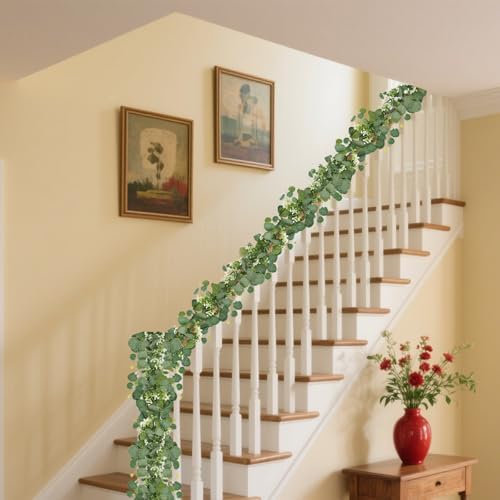 Vue 5 de Guirlande Fleurs Artificielles Eucalyptus