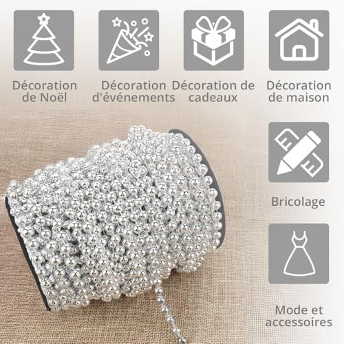 Vue 4 de Guirlande Perles Argentees Sapin