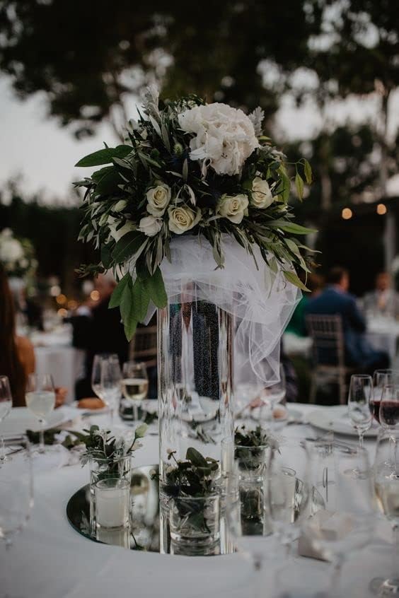 Vue 5 de Roundsquareor Cmmirrorplatesweddingtablecentrepieces Verre Silver