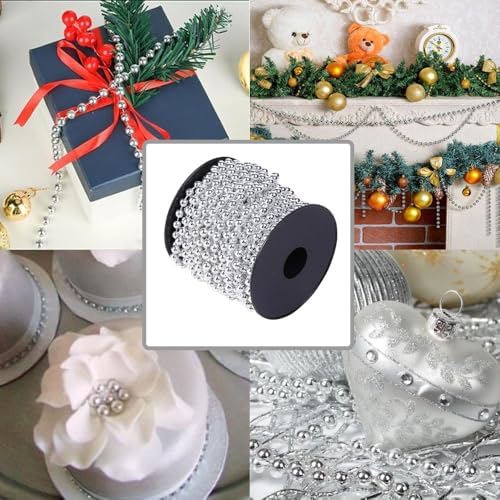 Vue 6 de Guirlande Perles Argentees Sapin