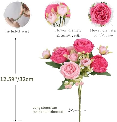 Vue 4 de Bouquets Pivoines Artificielles En