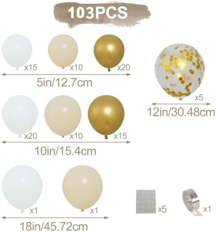 Vue 2 de Arche Ballons Anniversaire Beige