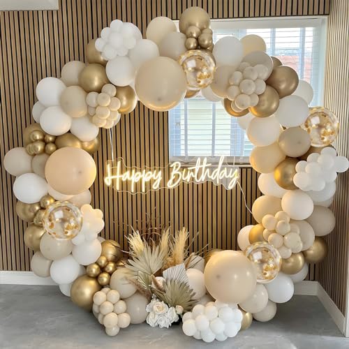 Vue 3 de Arche Ballons Anniversaire Beige