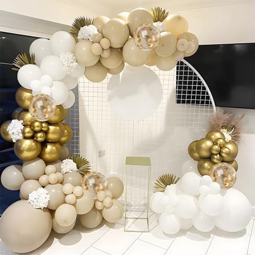 Vue 4 de Arche Ballons Anniversaire Beige