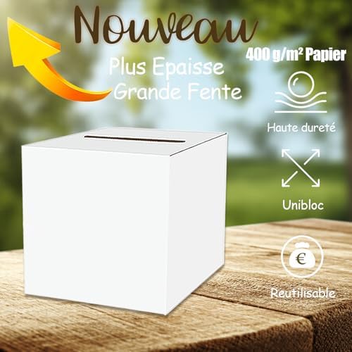 Vue 2 de Urne Mariage Carton Blanc