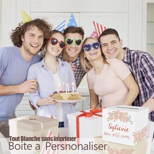 Vue 3 de Urne Mariage Carton Blanc